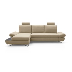 Narożnik LOFT z funkcją spania, regulowane zagłówki i podłokietniki, lewy, 284x96–166x89–104 cm, kolor beżowy Narożnik LOFT z funkcją spania, regulowane zagłówki i podłokietniki, lewy, 284x96–166x89–104 cm, kolor beżowy