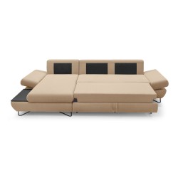 Narożnik LOFT z funkcją spania, regulowane zagłówki i podłokietniki, lewy, 284x96–166x89–104 cm, kolor beżowy Narożnik LOFT z funkcją spania, regulowane zagłówki i podłokietniki, lewy, 284x96–166x89–104 cm, kolor beżowy