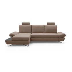 Narożnik LOFT z funkcją spania, regulowane zagłówki i podłokietniki, lewy, 284x96–166x89–104 cm, kolor cappuccino Narożnik LOFT z funkcją spania, regulowane zagłówki i podłokietniki, lewy, 284x96–166x89–104 cm, kolor cappuccino