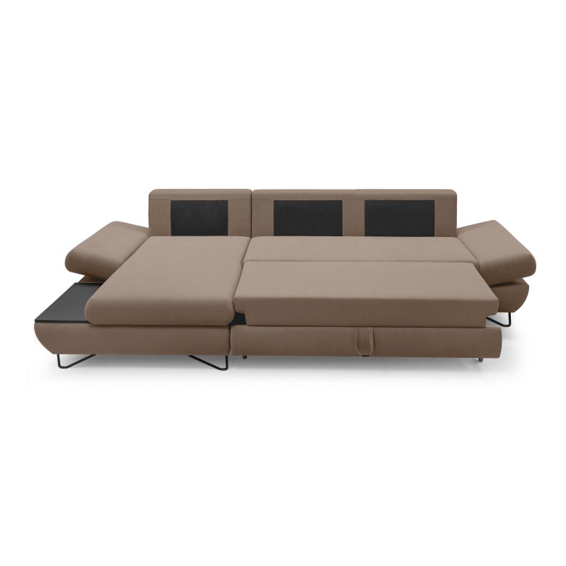 Narożnik LOFT z funkcją spania, regulowane zagłówki i podłokietniki, lewy, 284x96–166x89–104 cm, kolor cappuccino Narożnik LOFT z funkcją spania, regulowane zagłówki i podłokietniki, lewy, 284x96–166x89–104 cm, kolor cappuccino
