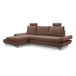 Narożnik LOFT z funkcją spania, regulowane zagłówki i podłokietniki, lewy, 284x96–166x89–104 cm, kolor jasnobrązowy Narożnik LOFT z funkcją spania, regulowane zagłówki i podłokietniki, lewy, 284x96–166x89–104 cm, kolor jasnobrązowy