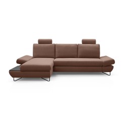 Narożnik LOFT z funkcją spania, regulowane zagłówki i podłokietniki, lewy, 284x96–166x89–104 cm, kolor jasnobrązowy Narożnik LOFT z funkcją spania, regulowane zagłówki i podłokietniki, lewy, 284x96–166x89–104 cm, kolor jasnobrązowy