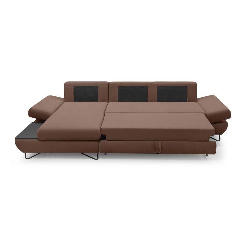 Narożnik LOFT z funkcją spania, regulowane zagłówki i podłokietniki, lewy, 284x96–166x89–104 cm, kolor jasnobrązowy Narożnik LOFT z funkcją spania, regulowane zagłówki i podłokietniki, lewy, 284x96–166x89–104 cm, kolor jasnobrązowy