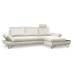 Narożnik LOFT z funkcją spania, regulowane zagłówki i podłokietniki, prawy, 284x96–166x89–104 cm, kolor jesion