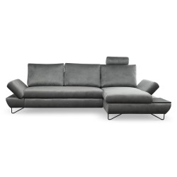 Narożnik LOFT z funkcją spania, regulowane zagłówki i podłokietniki, prawy, 284x96–166x89–104 cm, kolor ciemnoszary Narożnik LOFT z funkcją spania, regulowane zagłówki i podłokietniki, prawy, 284x96–166x89–104 cm, kolor ciemnoszary