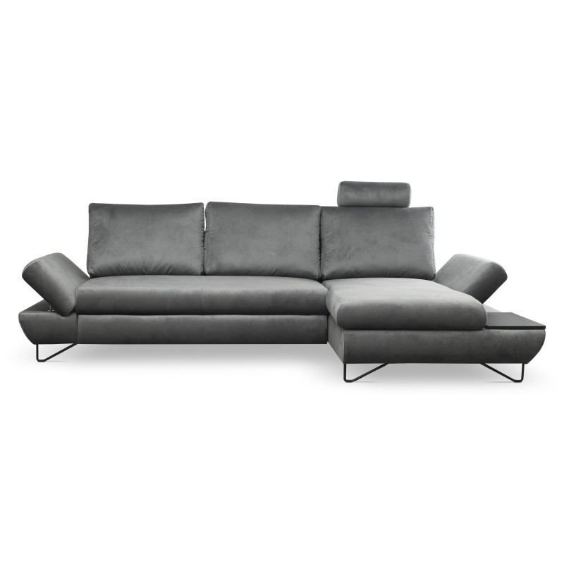 Narożnik LOFT z funkcją spania, regulowane zagłówki i podłokietniki, prawy, 284x96–166x89–104 cm, kolor ciemnoszary Narożnik LOFT z funkcją spania, regulowane zagłówki i podłokietniki, prawy, 284x96–166x89–104 cm, kolor ciemnoszary