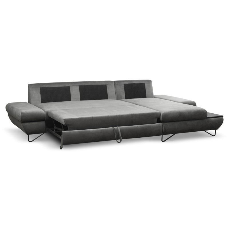 Narożnik LOFT z funkcją spania, regulowane zagłówki i podłokietniki, prawy, 284x96–166x89–104 cm, kolor ciemnoszary Narożnik LOFT z funkcją spania, regulowane zagłówki i podłokietniki, prawy, 284x96–166x89–104 cm, kolor ciemnoszary