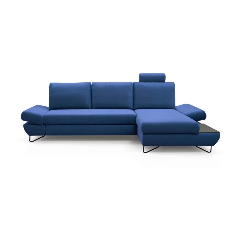 Narożnik LOFT z funkcją spania, regulowane zagłówki i podłokietniki, prawy, 284x96–166x89–104 cm, kolor niebieski Narożnik LOFT z funkcją spania, regulowane zagłówki i podłokietniki, prawy, 284x96–166x89–104 cm, kolor niebieski