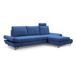 Narożnik LOFT z funkcją spania, regulowane zagłówki i podłokietniki, prawy, 284x96–166x89–104 cm, kolor niebieski Narożnik LOFT z funkcją spania, regulowane zagłówki i podłokietniki, prawy, 284x96–166x89–104 cm, kolor niebieski