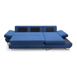 Narożnik LOFT z funkcją spania, regulowane zagłówki i podłokietniki, prawy, 284x96–166x89–104 cm, kolor niebieski Narożnik LOFT z funkcją spania, regulowane zagłówki i podłokietniki, prawy, 284x96–166x89–104 cm, kolor niebieski