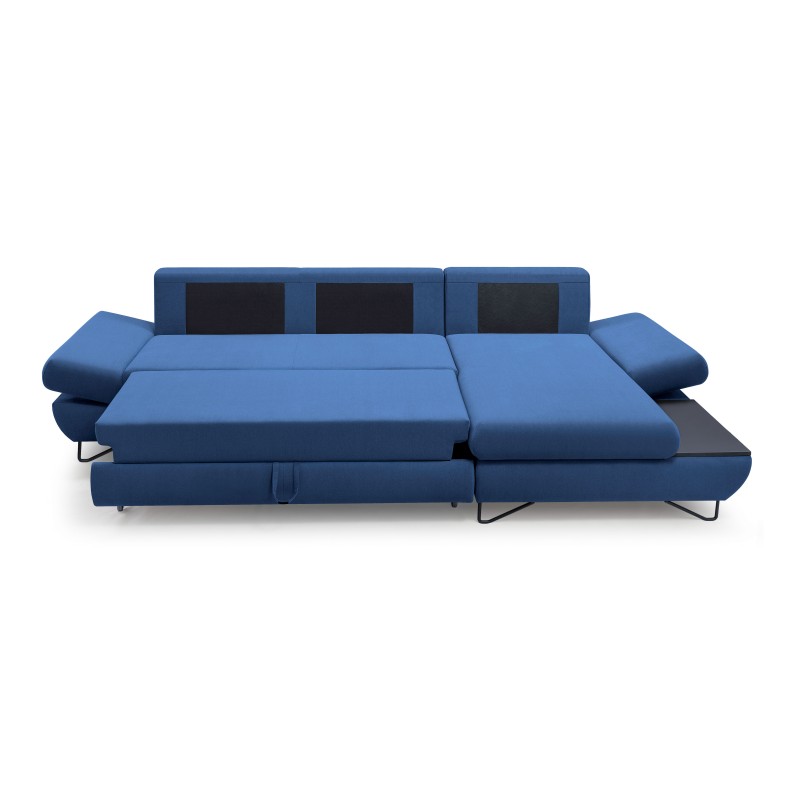Narożnik LOFT z funkcją spania, regulowane zagłówki i podłokietniki, prawy, 284x96–166x89–104 cm, kolor niebieski Narożnik LOFT z funkcją spania, regulowane zagłówki i podłokietniki, prawy, 284x96–166x89–104 cm, kolor niebieski