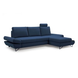 Narożnik LOFT z funkcją spania, regulowane zagłówki i podłokietniki, prawy, 284x96–166x89–104 cm, kolor morski Narożnik LOFT z funkcją spania, regulowane zagłówki i podłokietniki, prawy, 284x96–166x89–104 cm, kolor morski