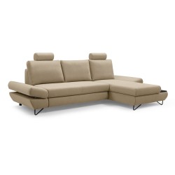 Narożnik LOFT z funkcją spania, regulowane zagłówki i podłokietniki, prawy, 284x96–166x89–104 cm, kolor beżowy Narożnik LOFT z funkcją spania, regulowane zagłówki i podłokietniki, prawy, 284x96–166x89–104 cm, kolor beżowy