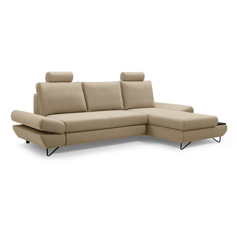 Narożnik LOFT z funkcją spania, regulowane zagłówki i podłokietniki, prawy, 284x96–166x89–104 cm, kolor beżowy Narożnik LOFT z funkcją spania, regulowane zagłówki i podłokietniki, prawy, 284x96–166x89–104 cm, kolor beżowy