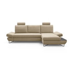 Narożnik LOFT z funkcją spania, regulowane zagłówki i podłokietniki, prawy, 284x96–166x89–104 cm, kolor beżowy Narożnik LOFT z funkcją spania, regulowane zagłówki i podłokietniki, prawy, 284x96–166x89–104 cm, kolor beżowy