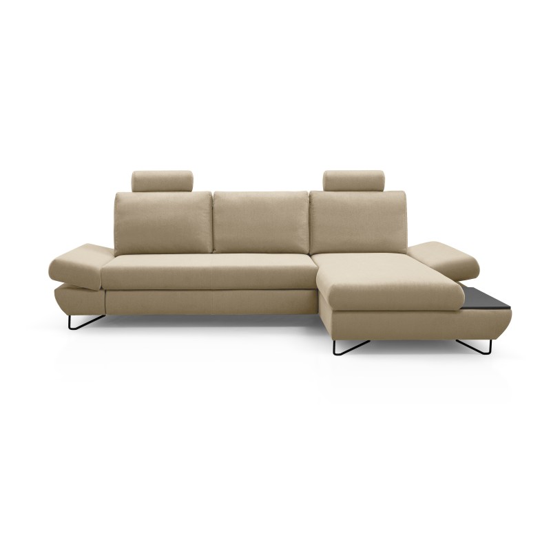Narożnik LOFT z funkcją spania, regulowane zagłówki i podłokietniki, prawy, 284x96–166x89–104 cm, kolor beżowy Narożnik LOFT z funkcją spania, regulowane zagłówki i podłokietniki, prawy, 284x96–166x89–104 cm, kolor beżowy