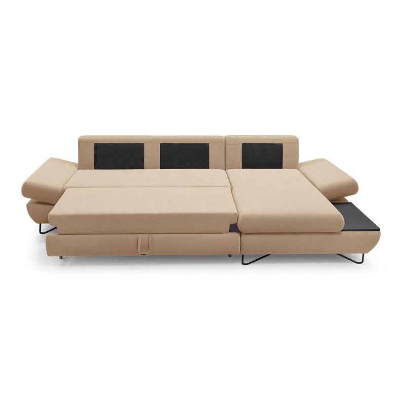 Narożnik LOFT z funkcją spania, regulowane zagłówki i podłokietniki, prawy, 284x96–166x89–104 cm, kolor beżowy Narożnik LOFT z funkcją spania, regulowane zagłówki i podłokietniki, prawy, 284x96–166x89–104 cm, kolor beżowy