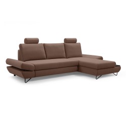 Narożnik LOFT z funkcją spania, regulowane zagłówki i podłokietniki, prawy, 284x96–166x89–104 cm, kolor jasnobrązowy Narożnik LOFT z funkcją spania, regulowane zagłówki i podłokietniki, prawy, 284x96–166x89–104 cm, kolor jasnobrązowy