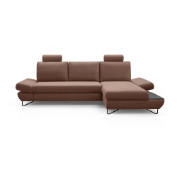 Narożnik LOFT z funkcją spania, regulowane zagłówki i podłokietniki, prawy, 284x96–166x89–104 cm, kolor jasnobrązowy Narożnik LOFT z funkcją spania, regulowane zagłówki i podłokietniki, prawy, 284x96–166x89–104 cm, kolor jasnobrązowy