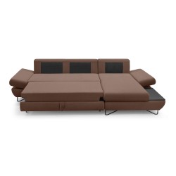 Narożnik LOFT z funkcją spania, regulowane zagłówki i podłokietniki, prawy, 284x96–166x89–104 cm, kolor jasnobrązowy Narożnik LOFT z funkcją spania, regulowane zagłówki i podłokietniki, prawy, 284x96–166x89–104 cm, kolor jasnobrązowy