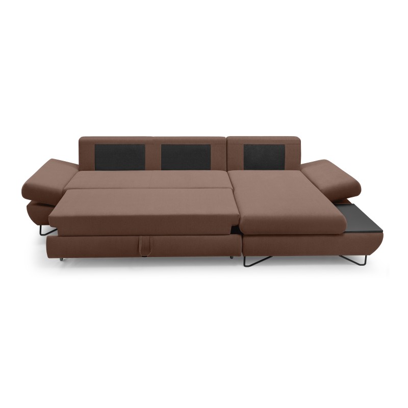 Narożnik LOFT z funkcją spania, regulowane zagłówki i podłokietniki, prawy, 284x96–166x89–104 cm, kolor jasnobrązowy Narożnik LOFT z funkcją spania, regulowane zagłówki i podłokietniki, prawy, 284x96–166x89–104 cm, kolor jasnobrązowy