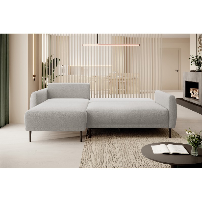 NAROŻNIK BONO Stylowa sofa z funkcją spania, Drewniane nóżki, Eleganckie podłokietniki, Głębokie siedzisko 226x164x88cm, Lewa st