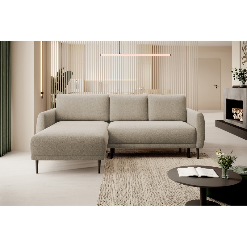 NAROŻNIK BONO Stylowa sofa z funkcją spania, Drewniane nóżki, Eleganckie podłokietniki, Głębokie siedzisko 226x164x88cm, Lewa st