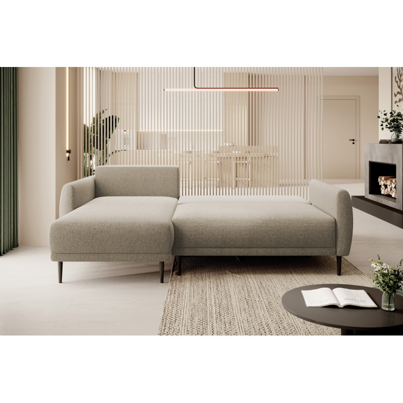 NAROŻNIK BONO Stylowa sofa z funkcją spania, Drewniane nóżki, Eleganckie podłokietniki, Głębokie siedzisko 226x164x88cm, Lewa st
