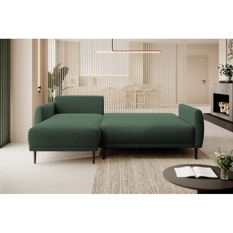 NAROŻNIK BONO Stylowa sofa z funkcją spania, Drewniane nóżki, Eleganckie podłokietniki, Głębokie siedzisko 226x164x88cm, Lewa st