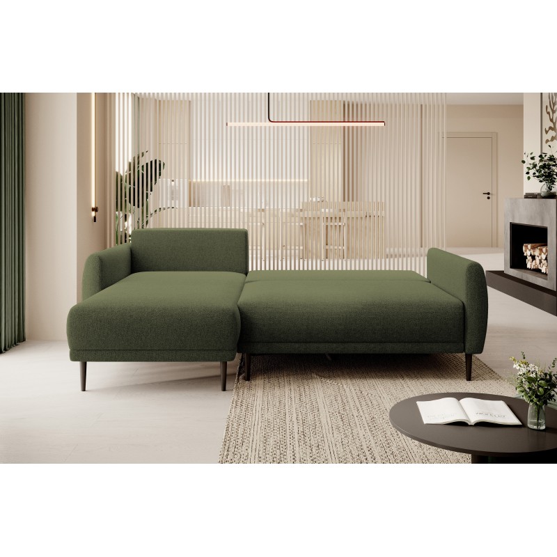 NAROŻNIK BONO Stylowa sofa z funkcją spania, Drewniane nóżki, Eleganckie podłokietniki, Głębokie siedzisko 226x164x88cm, lewa st