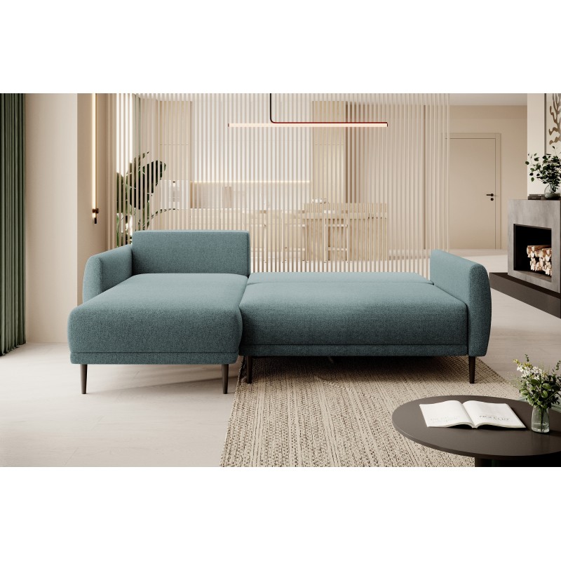 NAROŻNIK BONO Stylowa sofa z funkcją spania, Drewniane nóżki, Eleganckie podłokietniki, Głębokie siedzisko 226x164x88cm, lewa st