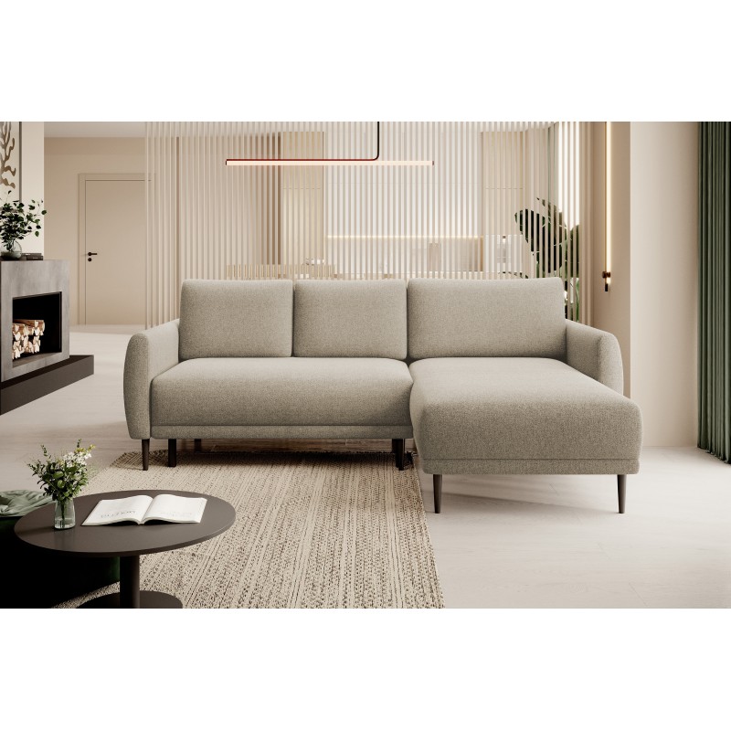 NAROŻNIK BONO Stylowa sofa z funkcją spania, Drewniane nóżki, Eleganckie podłokietniki, Głębokie siedzisko 226x164x88cm, Prawy s