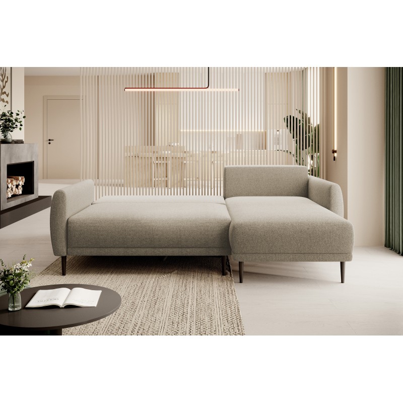 NAROŻNIK BONO Stylowa sofa z funkcją spania, Drewniane nóżki, Eleganckie podłokietniki, Głębokie siedzisko 226x164x88cm, Prawy s