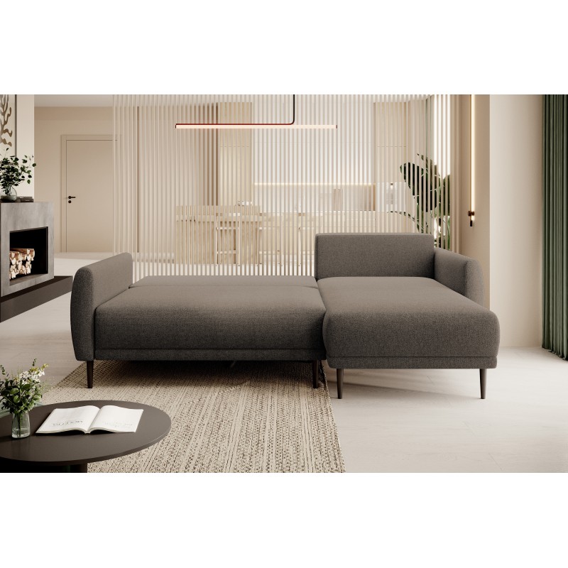 NAROŻNIK BONO Stylowa sofa z funkcją spania, Drewniane nóżki, Eleganckie podłokietniki, Głębokie siedzisko 226x164x88cm, Prawa s