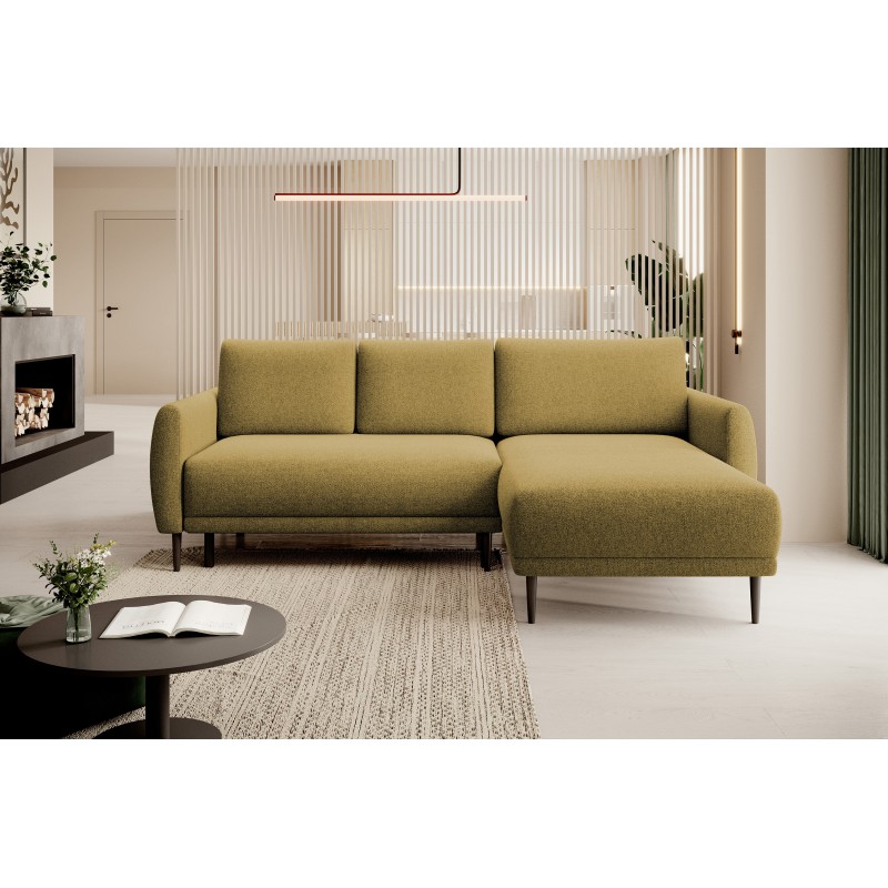 NAROŻNIK BONO Stylowa sofa z funkcją spania, Drewniane nóżki, Eleganckie podłokietniki, Głębokie siedzisko 226x164x88cm, Prawy s