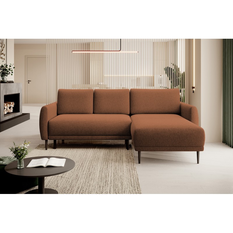 NAROŻNIK BONO Stylowa sofa z funkcją spania, Drewniane nóżki, Eleganckie podłokietniki, Głębokie siedzisko 226x164x88cm, Prawa s