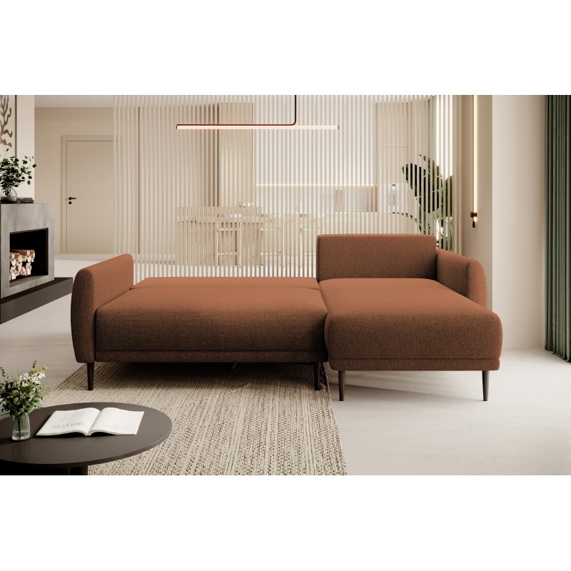 NAROŻNIK BONO Stylowa sofa z funkcją spania, Drewniane nóżki, Eleganckie podłokietniki, Głębokie siedzisko 226x164x88cm, Prawa s