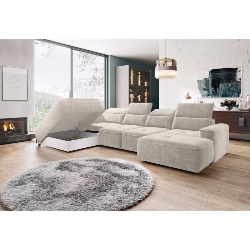 Narożnik COLOMBO XL Lewostronny z elektryczną funkcją spania pojemnikiem PALLADIUM 02 Beżowy