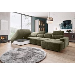 Narożnik COLOMBO XL Lewostronny z elektryczną funkcją spania pojemnikiem PALLADIUM 10 Zielony Narożnik COLOMBO XL Lewostronny z elektryczną funkcją spania pojemnikiem PALLADIUM 10 Zielony