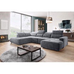 Narożnik COLOMBO XL Lewostronny z elektryczną funkcją spania pojemnikiem PALLADIUM 16 Ciemny szary