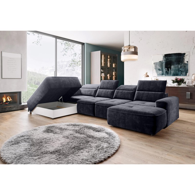 Narożnik COLOMBO XL Lewostronny z elektryczną funkcją spania pojemnikiem PALLADIUM 19 Antracytowy Narożnik COLOMBO XL Lewostronny z elektryczną funkcją spania pojemnikiem PALLADIUM 19 Antracytowy