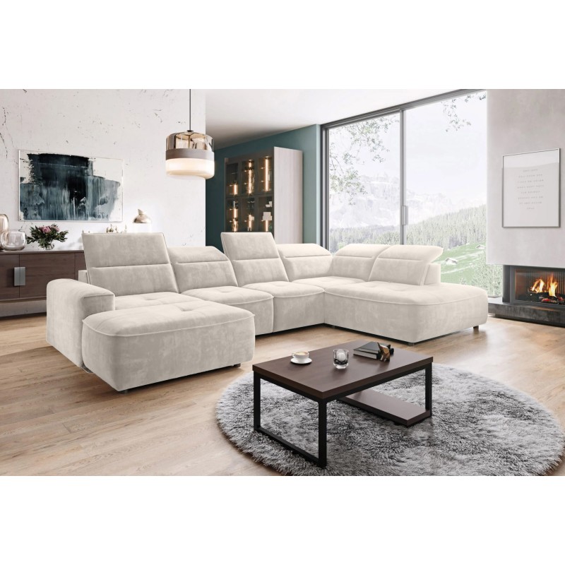 Narożnik COLOMBO XL Prawostronny z elektryczną funkcją spania pojemnikiem PALLADIUM 02 Beżowy