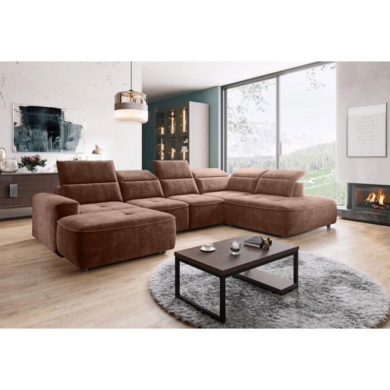 Narożnik COLOMBO XL Prawostronny z elektryczną funkcją spania pojemnikiem PALLADIUM 08 Miedziany Narożnik COLOMBO XL Prawostronny z elektryczną funkcją spania pojemnikiem PALLADIUM 08 Miedziany