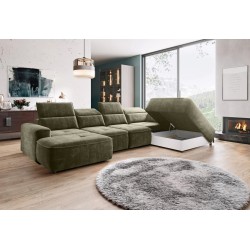 Narożnik COLOMBO XL Prawostronny z elektryczną funkcją spania pojemnikiem PALLADIUM 10 Zielony Narożnik COLOMBO XL Prawostronny z elektryczną funkcją spania pojemnikiem PALLADIUM 10 Zielony