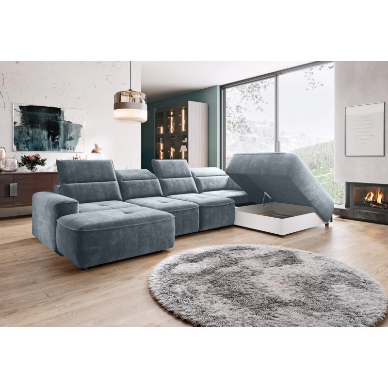 Narożnik COLOMBO XL Prawostronny z elektryczną funkcją spania pojemnikiem PALLADIUM 15 Szary Narożnik COLOMBO XL Prawostronny z elektryczną funkcją spania pojemnikiem PALLADIUM 15 Szary