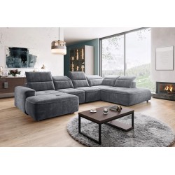 Narożnik COLOMBO XL Prawostronny z elektryczną funkcją spania pojemnikiem PALLADIUM 16 Ciemny szary