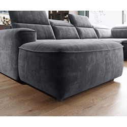 Narożnik COLOMBO XL Prawostronny z elektryczną funkcją spania pojemnikiem PALLADIUM 16 Ciemny szary