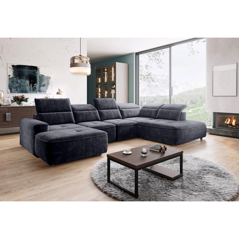 Narożnik COLOMBO XL Prawostronny z elektryczną funkcją spania pojemnikiem PALLADIUM 19 Antracytowy