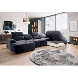 Narożnik COLOMBO XL Prawostronny z elektryczną funkcją spania pojemnikiem PALLADIUM 19 Antracytowy