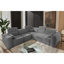 Luxurious Luxor III Corner Sofa with Sleeping Function - Woven Fabric, Wind 90